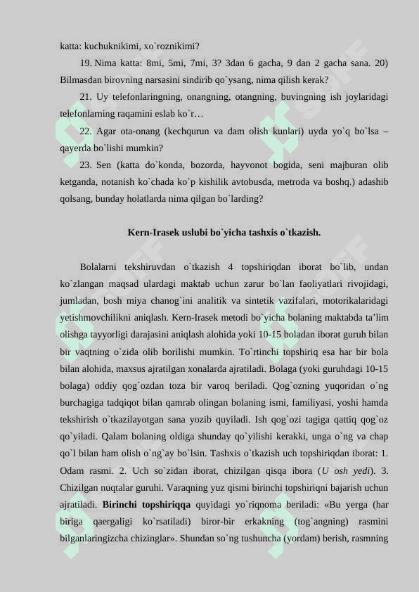 Bolalarning maktabda ta’lim olishga tayyorligini tashxislash usullari 5