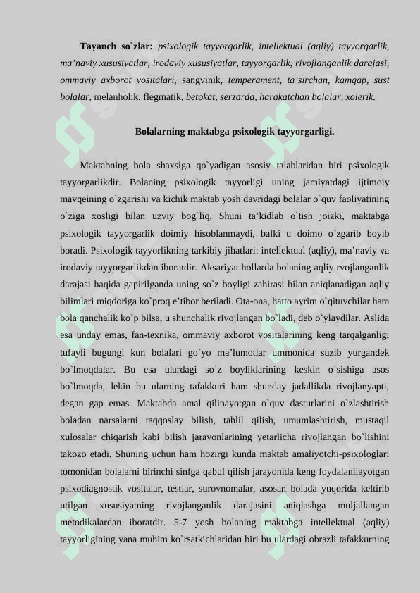 Bolaning maktab ta`limiga tayyorgarligi tahlili 2