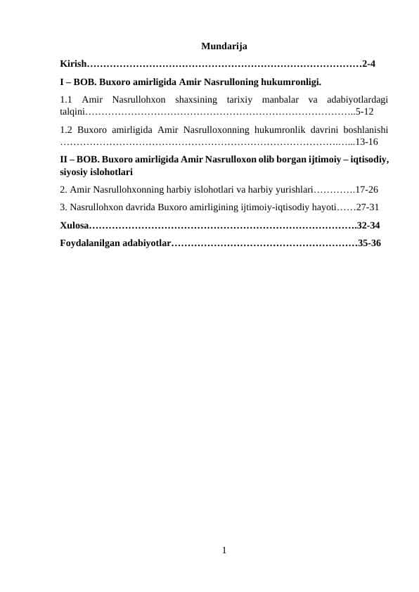 Buxoro amirligida Amir Nasrullo hukumronlik davri