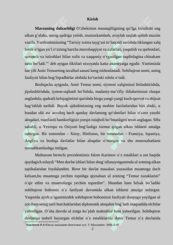Amir Temur jahon tarixida 2