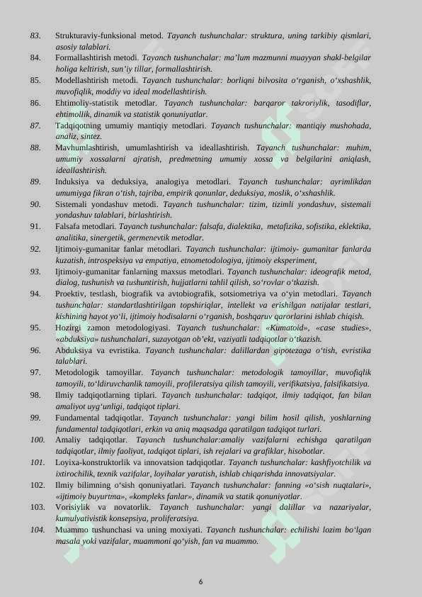 ILMIY TADQIQOT METODOLOGIYASI FANIDAN NAZORAT SAVOLLARI TO‘PLAMI 6