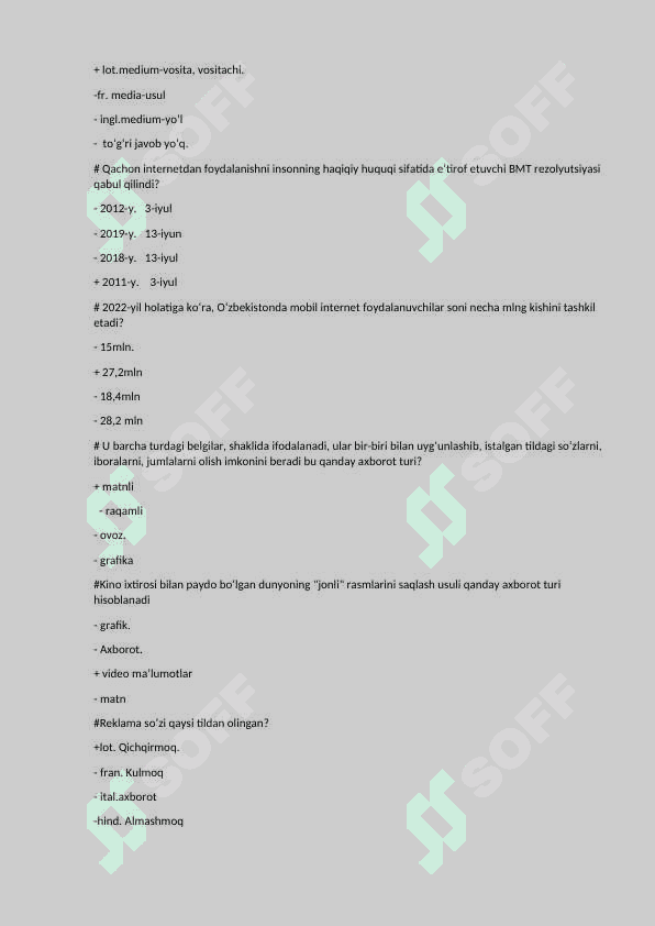 media test yakuniy javoblari bilan 6
