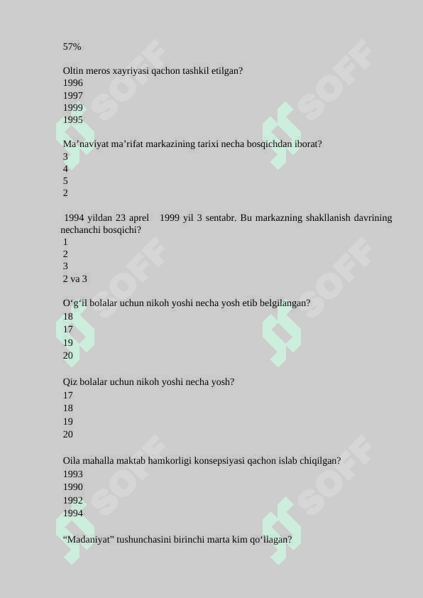Milliy tarbiya test YN 8