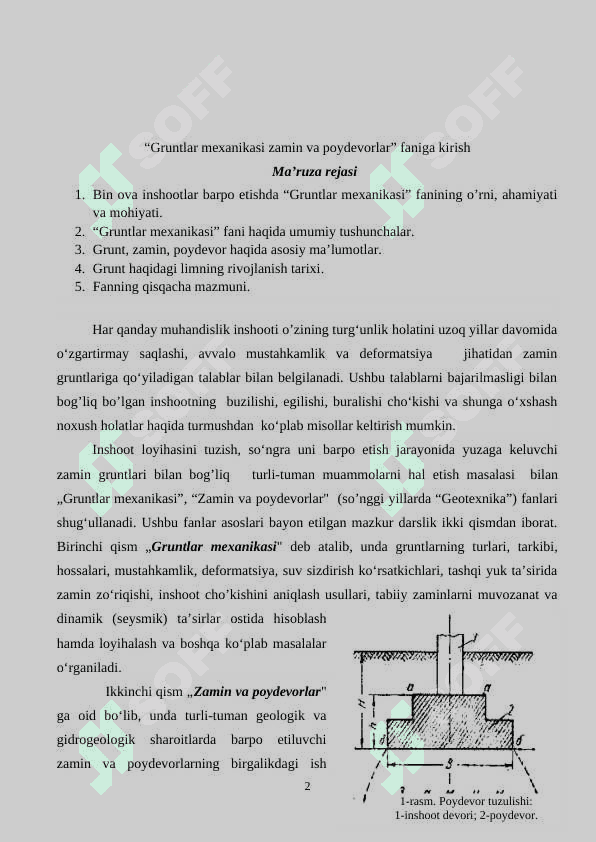 GRUNTLAR MEXANIKASI FANIDAN   MA`RUZA MATNI 2