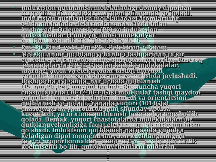 Moddalarning dipol momentini aniqlash 6