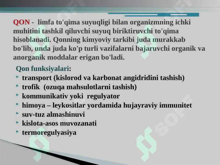 Qon biokimyosi 2