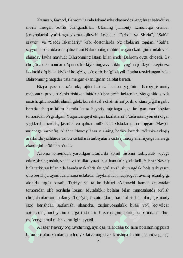 A.Navoiyning maktab, madrasalar va oʻqituvchi ustozlar haqidagi komil insonni shakllantirishga oid qarashlari 7