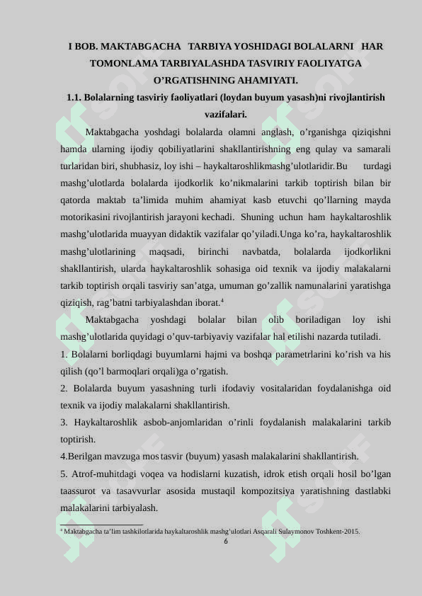 Maktabgacha ta’lim tashkilotlarida ta’lim tarbiya jarayonida loydan yasash metodikasi (6 7 yosh ) 6