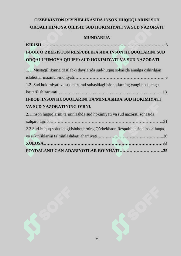 O’zbekiston Respublikasida inson huquqlarini sud orqali himoya qilish  sud hokimiyati va sud nazorati 2