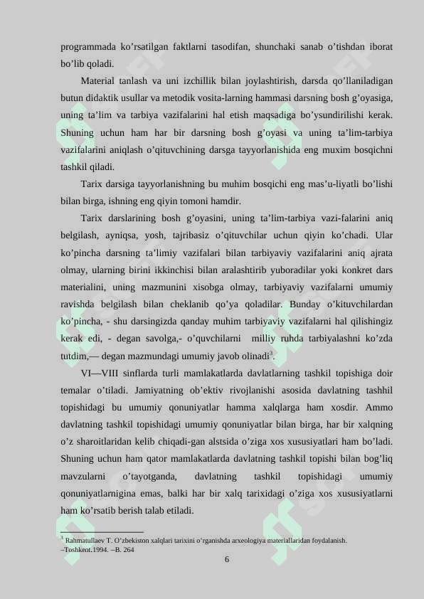 Umumta’lim maktablarida tarix fanini o’qitishni rejalashtirish yo’llari 6