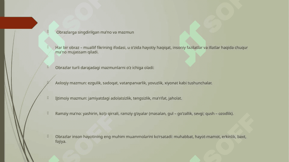 Badiiy asarlarda obrazlarga singdirilgan maʼno va mazmun haqida 4