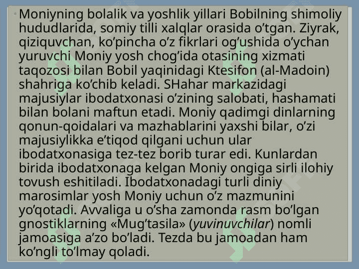 Mazdak va Moniy ta’limoti 4