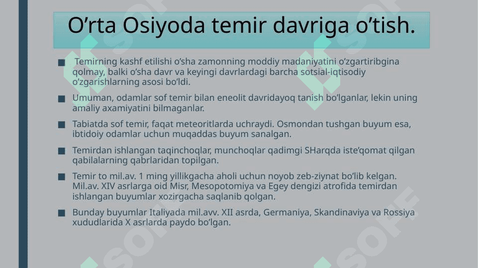 Mil.avv. 1 ming yillikda O’rta Osiyoning qadimgi aholisi 2