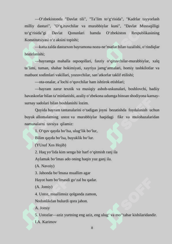 O’zbekona urf-odatlarga doir tarbiyaviy tadbirlar 8