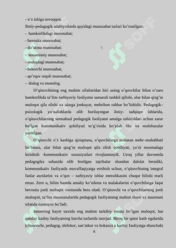 O’quvchilarni tarbiyalashda muomilaning o’rni 8