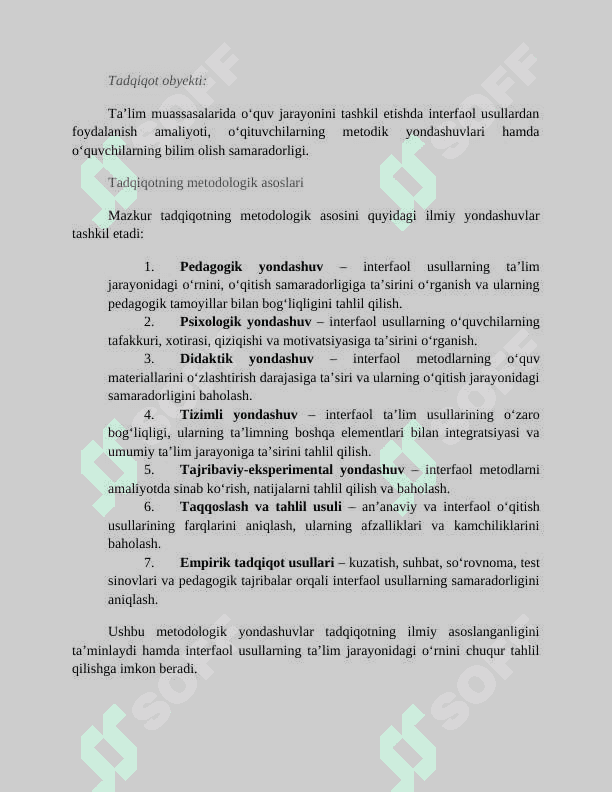 Mavzu:Mashg’ulotlar davomida interfaol usullardan foydalanish va uning ta’lim sifatida natijaviyligi 5