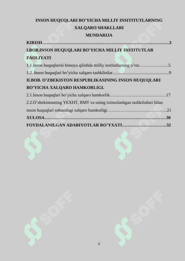 Inson huquqlari bo’yicha milliy insititutlarning xalqaro shakllari 2