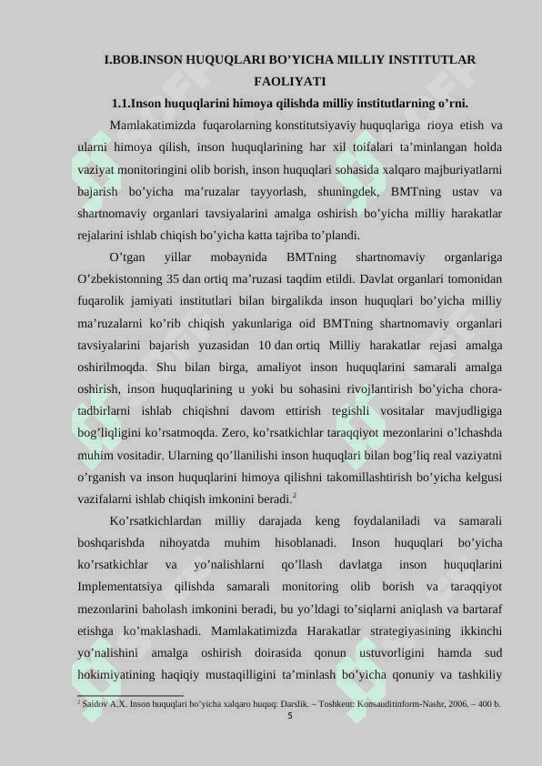 Inson huquqlari bo’yicha milliy insititutlarning xalqaro shakllari 5