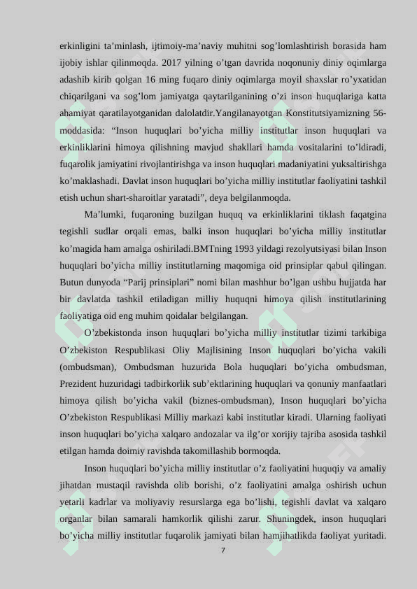 Inson huquqlari bo’yicha milliy insititutlarning xalqaro shakllari 7