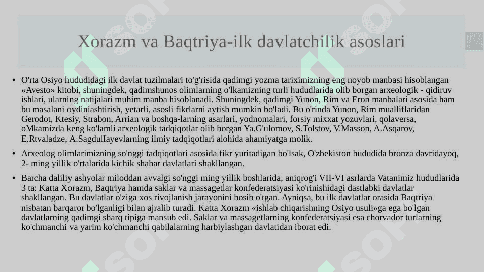 O’zbekiston hududida ilk davlatning vujudga kelishi 8