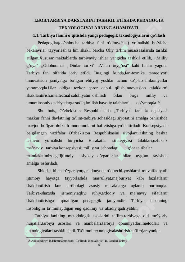 Tarbiya darslarini tashkil etishda pedagogik texnologiyalar 5