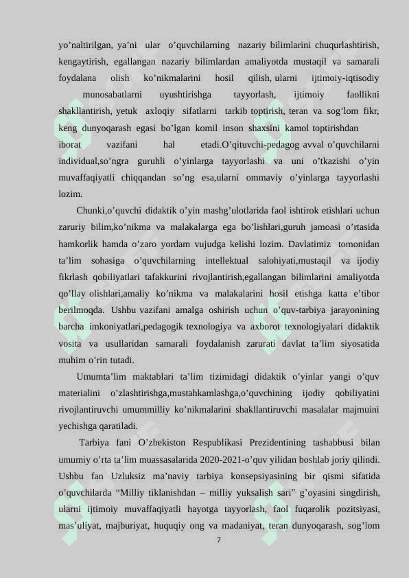 Tarbiya darslarini tashkil etishda pedagogik texnologiyalar 7