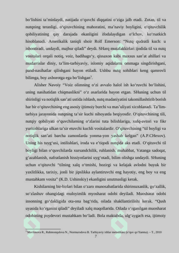 Muomalaning individual uslubini shakllantirish metodikasi 7