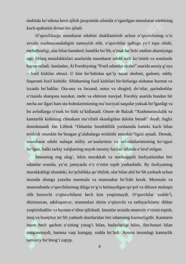 Muomalaning individual uslubini shakllantirish metodikasi 8