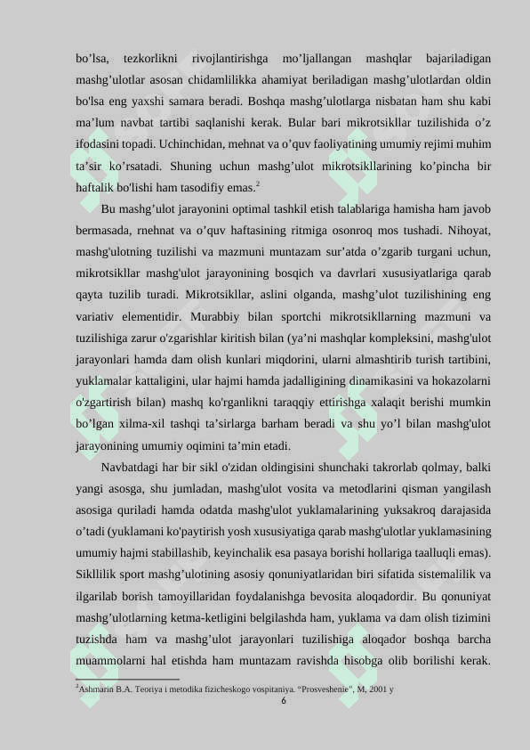 Sport mashg’uloti jarayonining siklliligi 6