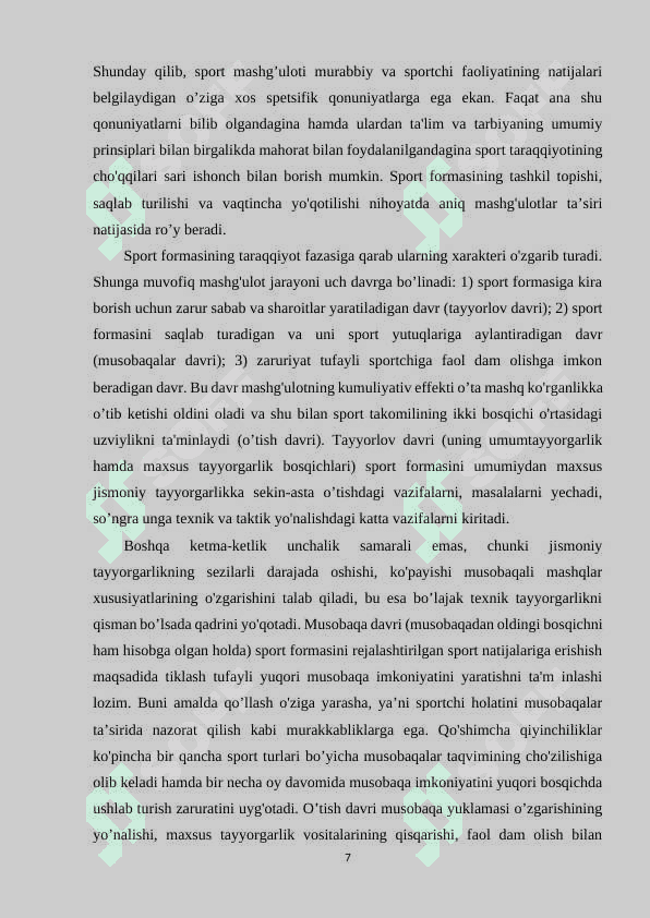 Sport mashg’uloti jarayonining siklliligi 7