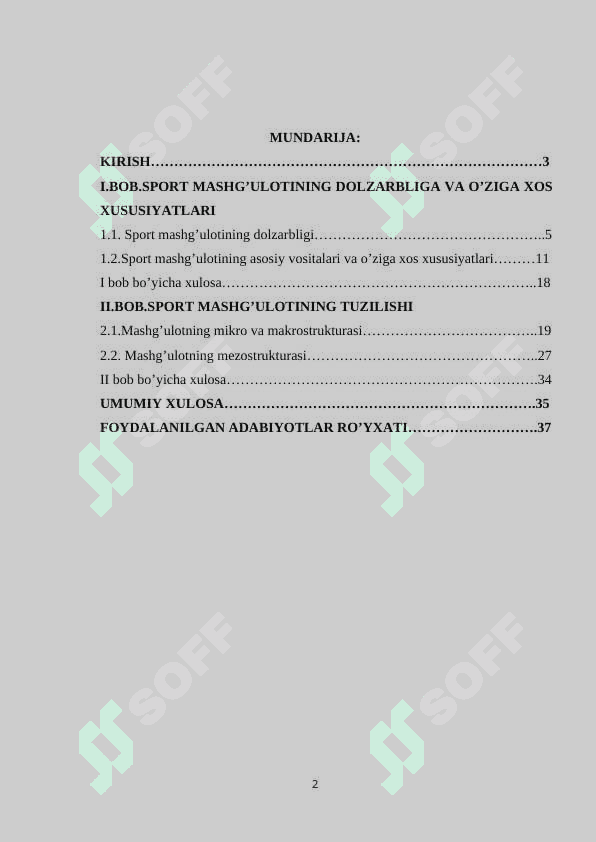 Sport mashg’ulotining tuzilishi o’ziga xos xususiyatlari 2