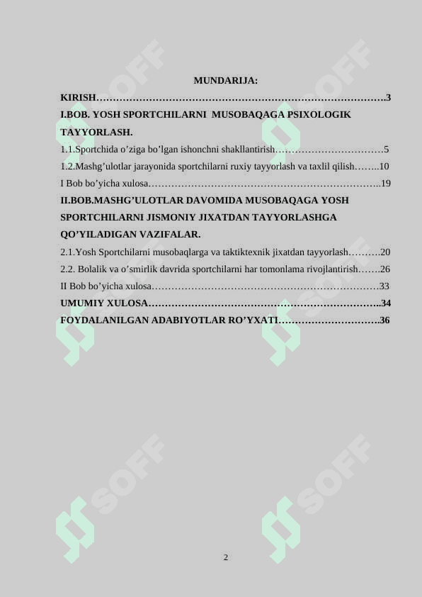 Yosh sportchilarni  musobaqaga tayyorlash davrlarning umumiy tasnifi 2