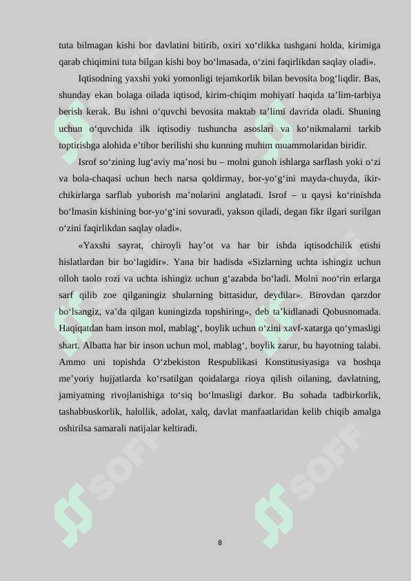 Tarbiyaviy ishlar va iqtisodiy tarbiya 8
