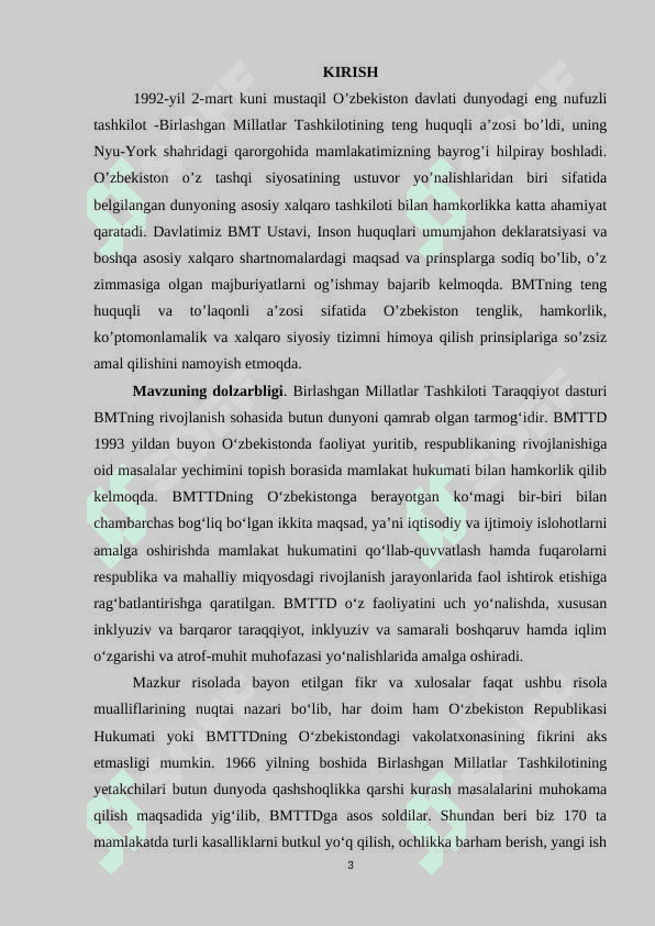 O’zbekiston respublikasining inson huquqlari bo’yicha bmt bilan hamkorligi 3