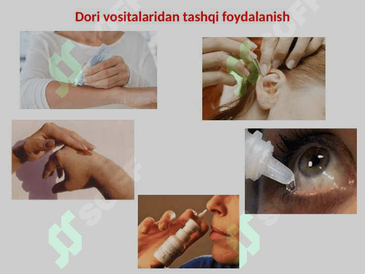 Dori vositalarini qoʼllash usullari. Tashqi, enteral va parenteral kiritiladigan dori vositalarini boʼlimda saqlash 6