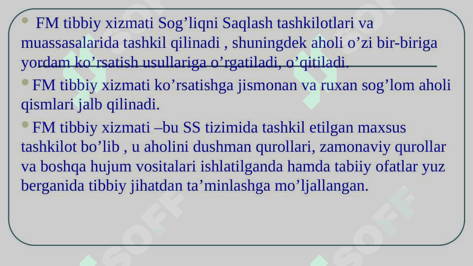 Fuqora muhofazasi tibbiyot xizmati,vazifasi,tashkiliy tamoillari 3