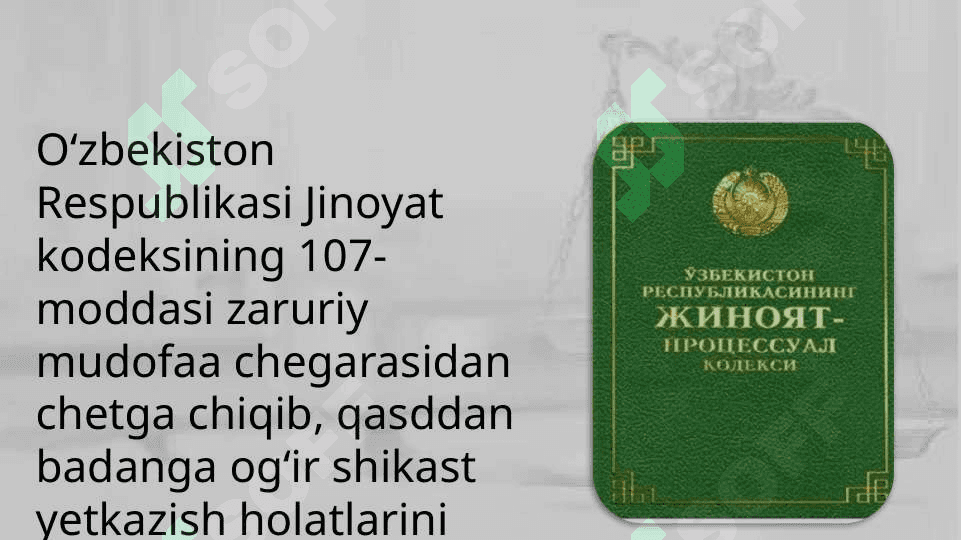 Oʻzbekiston Respublikasi Jinoyat Kodeksi 107 moddasi 2