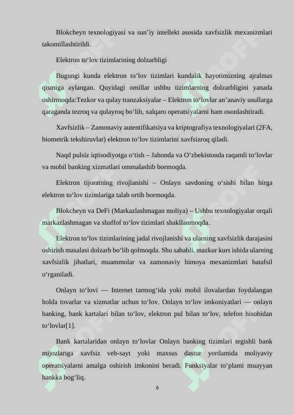 ELEKTRON TO‘LOV TIZIMLARI XAVFSIZLIGI 6