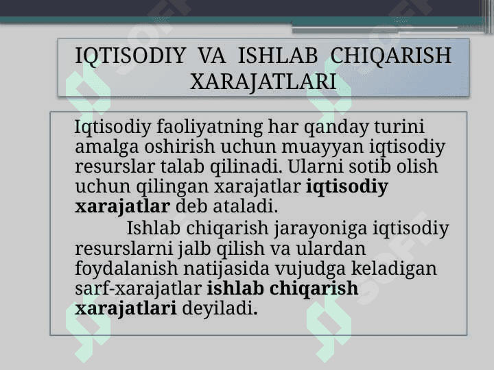 SARF XARAJATLAR, FOYDA VA ZARAR 3