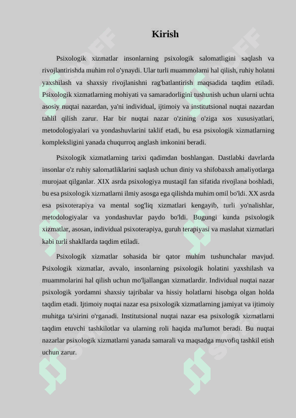 PSIXOLGIK XIZMATNI 3 NUQTAI NAZARDAN QARAB CHIQISH. PSIXOLOGIK XIZMATNING UCHTA ASOSIY BO'G'INLARI 2
