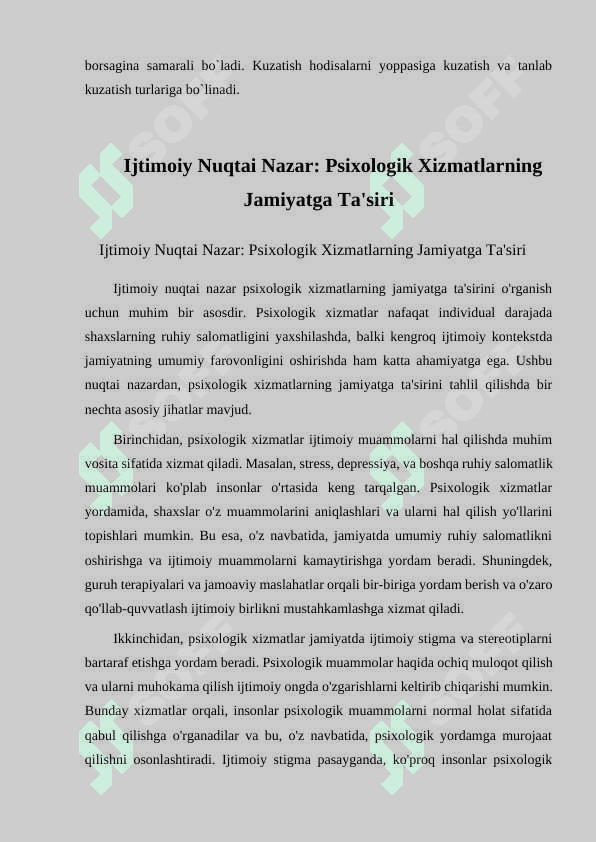 PSIXOLGIK XIZMATNI 3 NUQTAI NAZARDAN QARAB CHIQISH. PSIXOLOGIK XIZMATNING UCHTA ASOSIY BO'G'INLARI 8