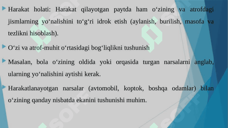 FAZODA MOʻLJALGA OLISHNI SHAKLLANTIRISH VAZIFALARI OʻZIGA NISBATAN TINCH VA HARAKAT HOLATIDAGI ASOSIY YOʻNALISHLARNI FARQLASH 4
