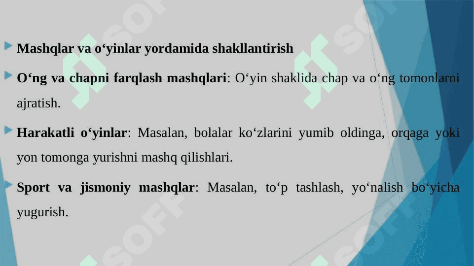 FAZODA MOʻLJALGA OLISHNI SHAKLLANTIRISH VAZIFALARI OʻZIGA NISBATAN TINCH VA HARAKAT HOLATIDAGI ASOSIY YOʻNALISHLARNI FARQLASH 6