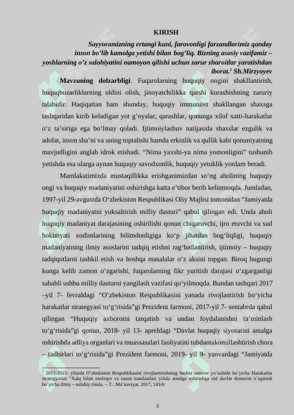 Yoshlarda huquqiy ong va huquqiy madaniyatni shakllantirish,huquqiy tarbiyasini rivojlantirish,qonunga itoatkorlik ruhida tarbiyalash 3