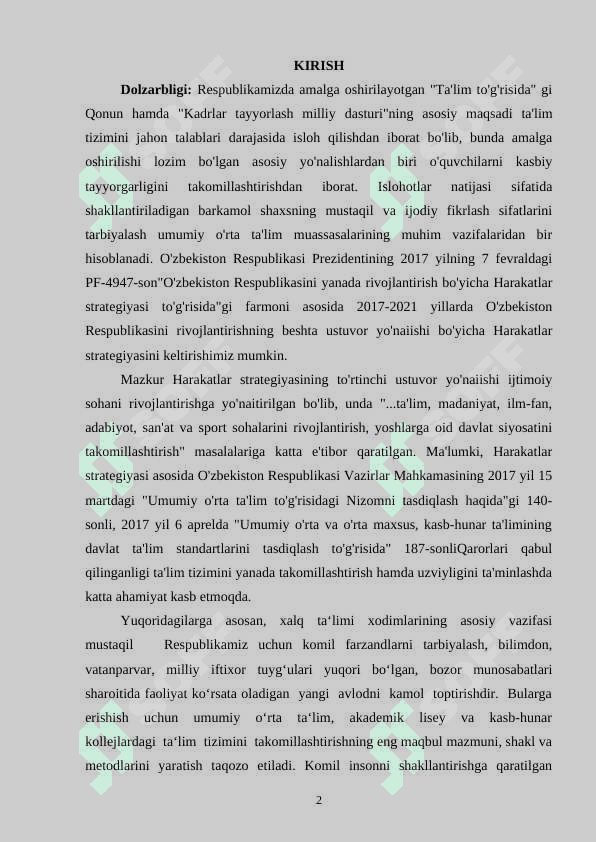 Tabiiy tolali gazlamalar mavzusidagi mashg’ulotlarni noan’anaviy usulda o’tish uslubini ishlab chiqish 2