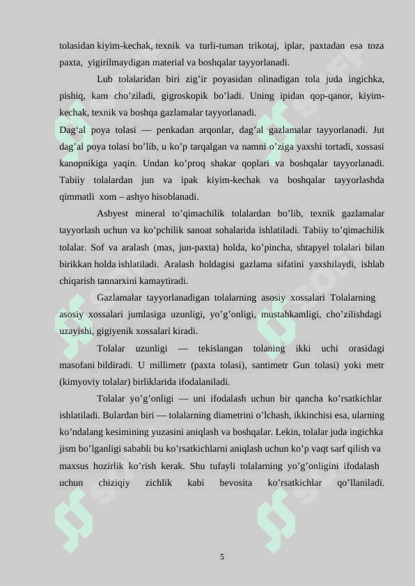 Tabiiy tolali gazlamalar mavzusidagi mashg’ulotlarni noan’anaviy usulda o’tish uslubini ishlab chiqish 5