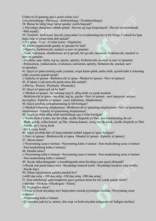 Yosh fizologiyasi test javoblari bilan 200ta 4