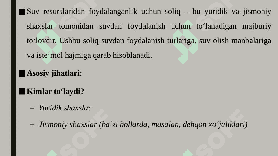 Suv resurslaridan foydalanganlik uchun soliq 3