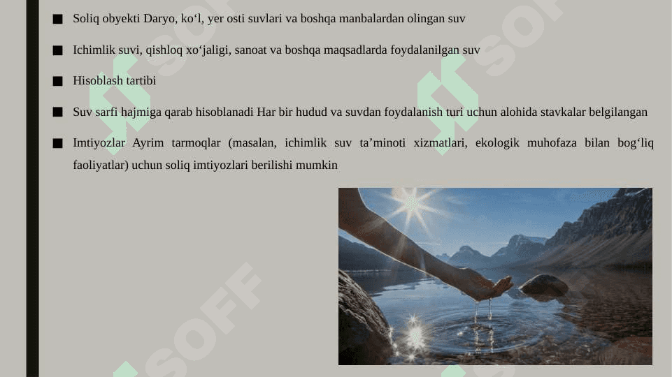 Suv resurslaridan foydalanganlik uchun soliq 4