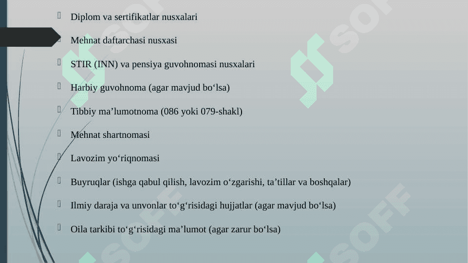TAʼLIM TASHKILOTLARIDA KADRLAR SHAXSIY XUJJATLARNING YIGʻMA JILDINI TAYYORLASH 4